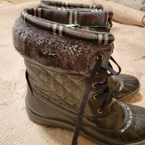 Anne Klein Grania Sports Boots Pewter Snow Women’s 7.5 M Fashion Winter Faux Fur